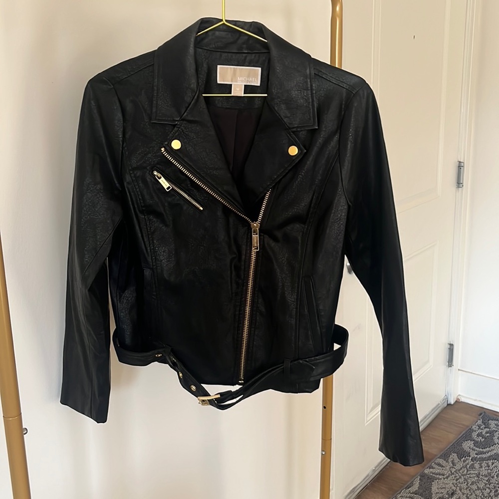 Black Michael Kors, Leather jacket, size medium